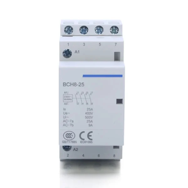 BCH8 4 Pole 25A DIN Rail AC Contactor for Residential & Commercial Applications