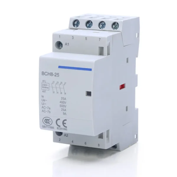 BCH8 4 Pole 25A DIN Rail AC Contactor for Residential & Commercial Applications