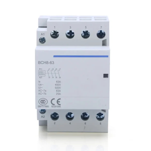 BCH8 4P 63A DIN Rail Modular AC Contactor for Industrial & Commercial Use