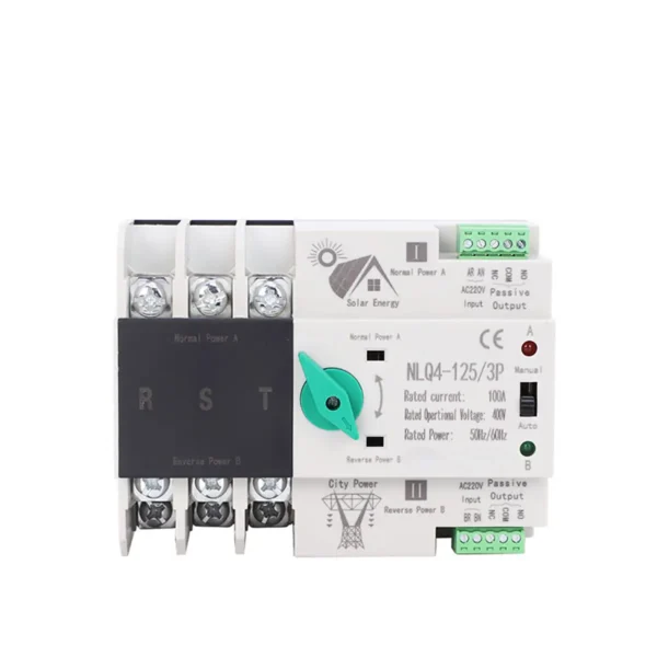 ATS-100 2P 1 High Quality 2P Single Phase AC/DC Dual Power Automatic Transfer Switch Generator ATS 100/2P 100A-125A 20kA Breaking Capacity