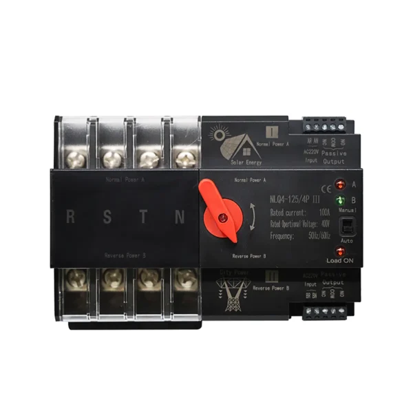 NLQ4-125 110V 4P 1 3-Phase 110V Dual Power PC Automatic Transfer Electrical Selector Switch Din Rail 63A/100A/125A Uninterrupted Generator 4P 20kA