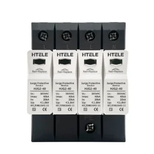 HJG2-40 浪涌保护器 1 HTELE HJG2-40 Type 2 AC Surge Protection Device (SPD) 4P 40kA DIN Rail Lightning Protection for Solar PV Systems
