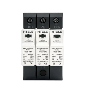 HJG2-40PV 浪涌保护器 1 HTELE HJG2-40PV Type 2 DC SPD Surge Protection Device 3P 1000V 40kA for Solar PV Systems