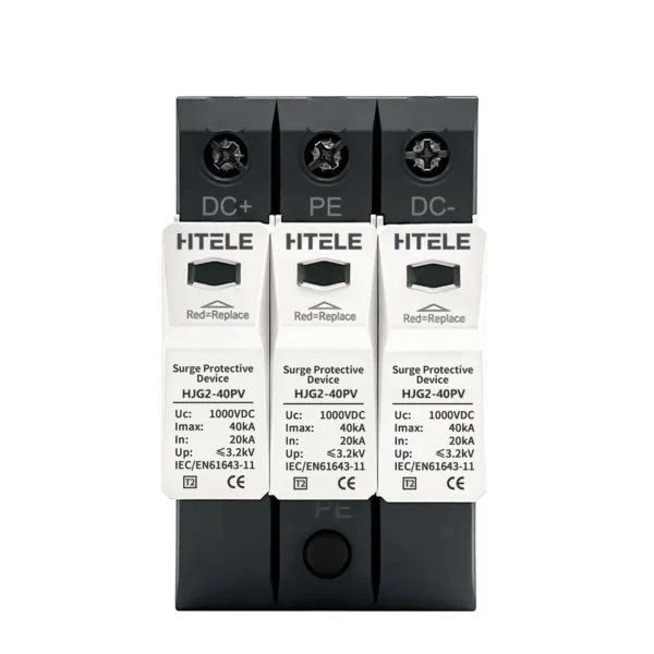 HTELE HJG2-40PV Type 2 DC SPD Surge Protection Device 3P 1000V 40kA for Solar PV Systems
