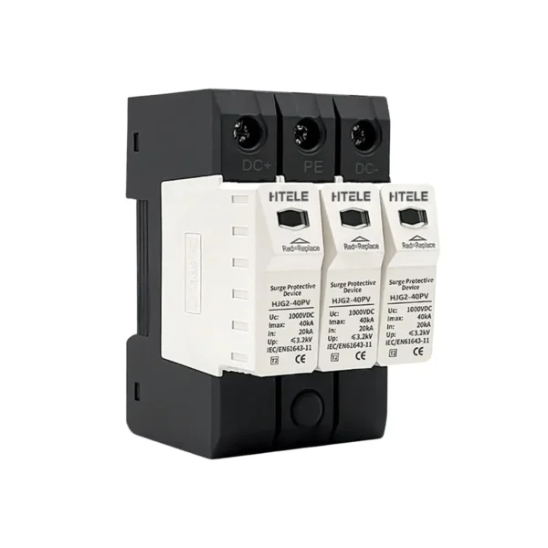 HTELE HJG2-40PV Type 2 DC SPD Surge Protection Device 3P 1000V 40kA for Solar PV Systems